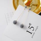 Hot Fashion Cute Double Faux Fur Ball Drop Earrings